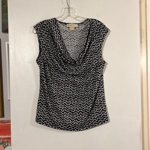 Michael Kors black/white drape front top